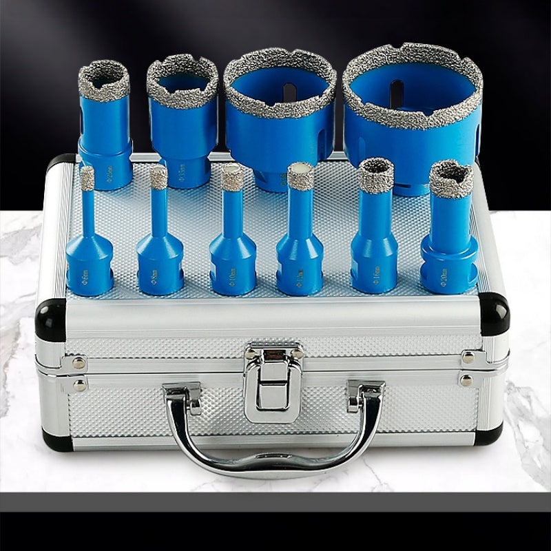 CutVibePro 10pcs Diamond Hole Saw Kit, Tile Hole Saw Drill Bit Set for Stone, Marble and Quartz