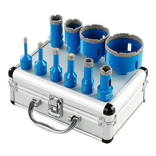 CutVibePro 10pcs Diamond Hole Saw Kit, Tile Hole Saw Drill Bit Set for Stone, Marble and Quartz