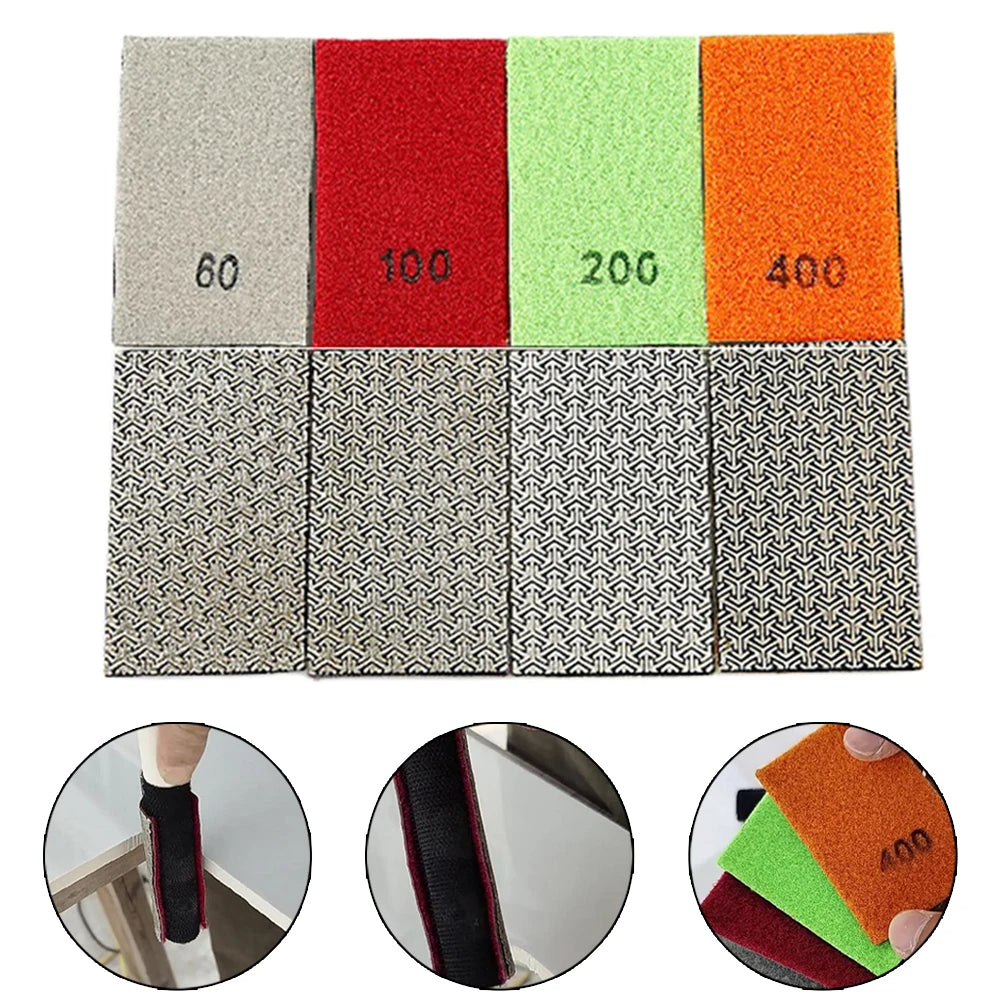 CutVibePro 4PCS Diamond Hand Polishing Pads for Tile, Stone, Glass, and Marble Edge Grinding