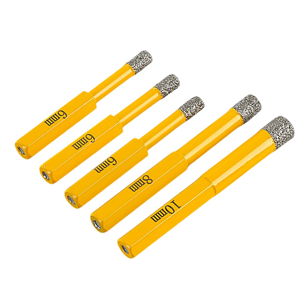 5PCS Diamond Drill Bits Set for Tile, Marble, Granite, Glass, Dry Drilling Core Bits