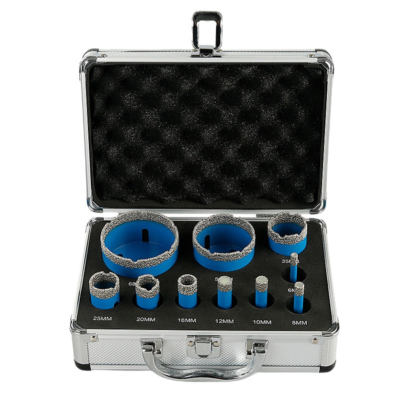 CutVibePro 10pcs Diamond Hole Saw Kit, Tile Hole Saw Drill Bit Set for Stone, Marble and Quartz