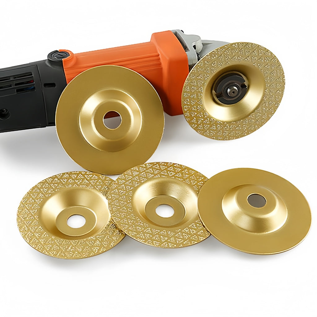CutVibePro | 3PCS 4 Inch Brazed Diamond Cup Grinding Wheel Set – 45# 60# 100# Grit for Stone, Quartz, Marble, Concrete & Tile Edge Chamfering