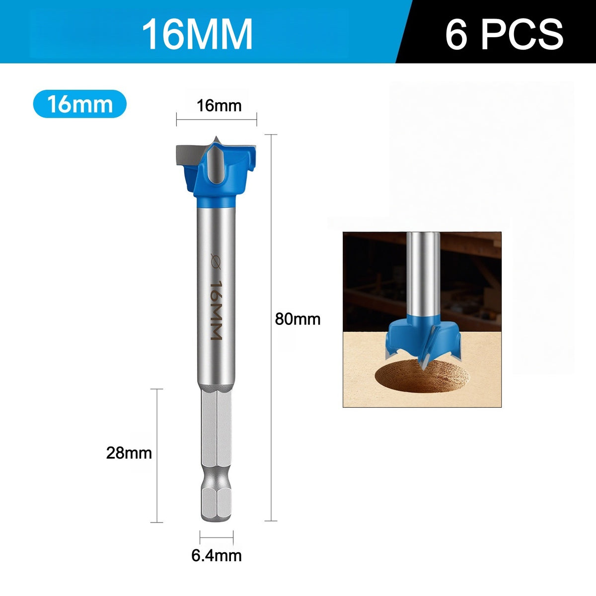 CutVibePro 6Pcs Forstner Drill Bit Set, 15-25mm