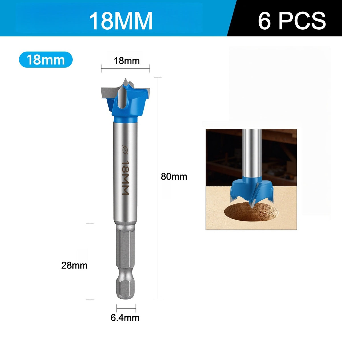 CutVibePro 6Pcs Forstner Drill Bit Set, 15-25mm