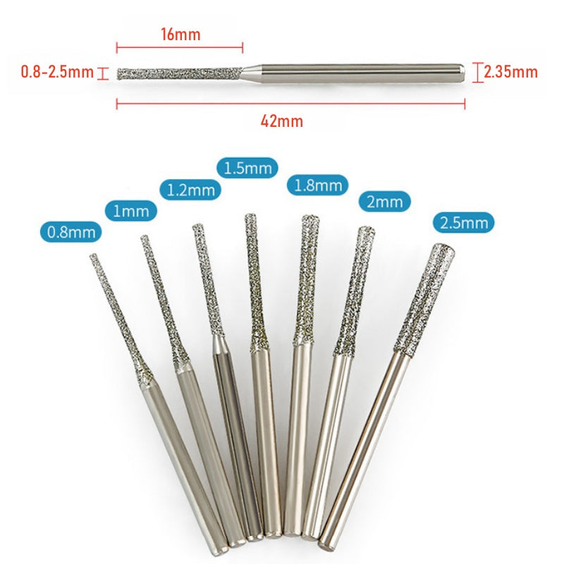 CutVibePro Diamond Burr Drill Bits Set 10PCS, 2.35mm Shank for Jewelry, Stone, Beads